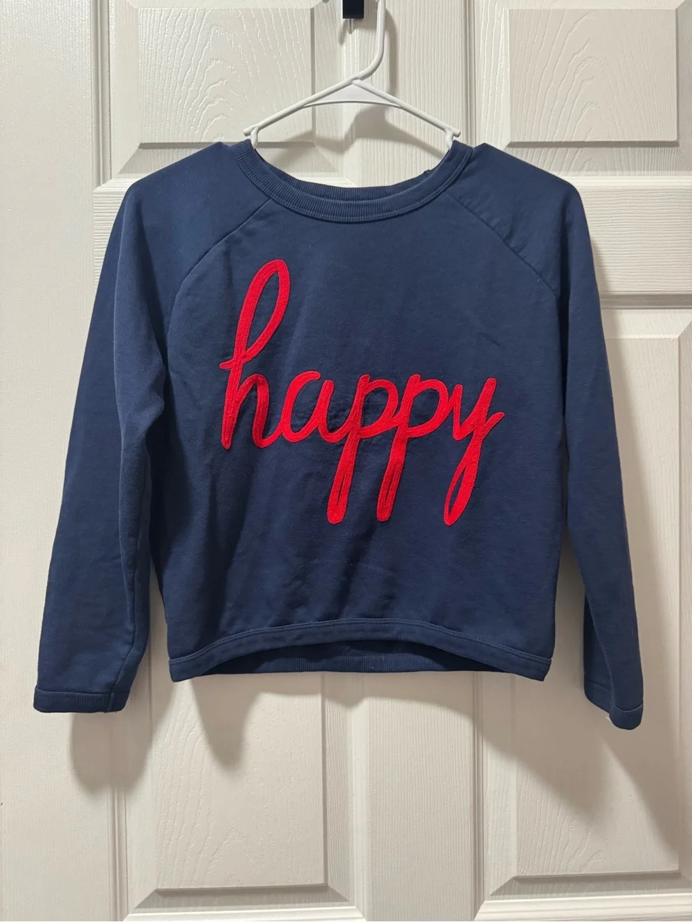 Gymboree Navy Sweatshirt with Red 'happy' Appliqué